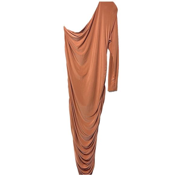 Missguided Maternity Midi Dress Womens Size 14 Pink One Shoulder Ruched Detail - Picture 3 of 8